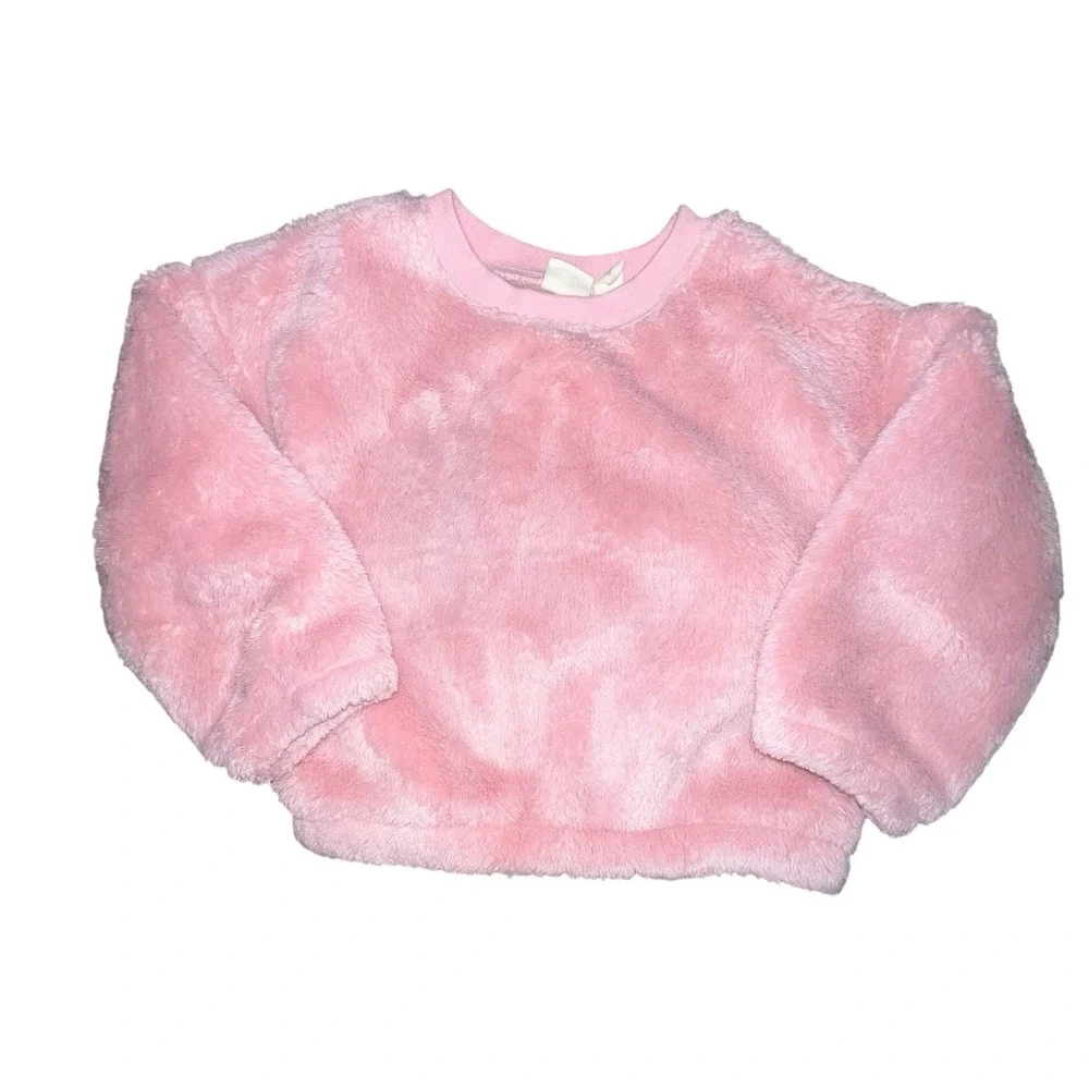 Baby Gap Unisex Fuzzy Sherpa Crew 2 Piece Set‎ Size 18-24 Months Feather Pink